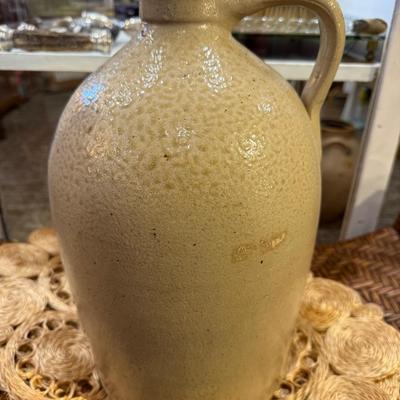 Antique Vintage Salt Glazed Stoneware Jug F. Woodworth Vermont