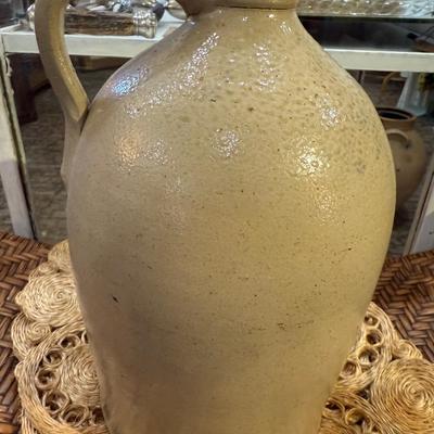 Antique Vintage Salt Glazed Stoneware Jug F. Woodworth Vermont