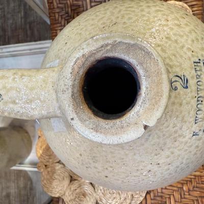 Antique Vintage Salt Glazed Stoneware Jug F. Woodworth Vermont