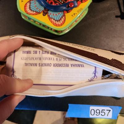 Large Box filled with Assorted Instruments & Music Books Yamaha Recorder , Harmonicas , Symbols, and many others