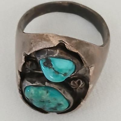 Nice, signed Silver Zuni Horace Iule Turquoise Ring