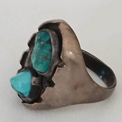 Nice, signed Silver Zuni Horace Iule Turquoise Ring