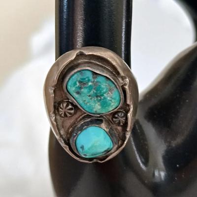 Nice, signed Silver Zuni Horace Iule Turquoise Ring