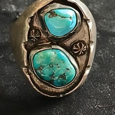 Nice, signed Silver Zuni Horace Iule Turquoise Ring