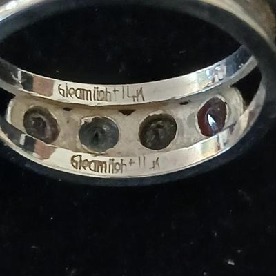 14 k Gold Multi Gemstone Ring, 14k Gold, Original Gleam light Natural Spinal, Aquamarine, Amethyst and Ruby / Garnet Vintage Ring