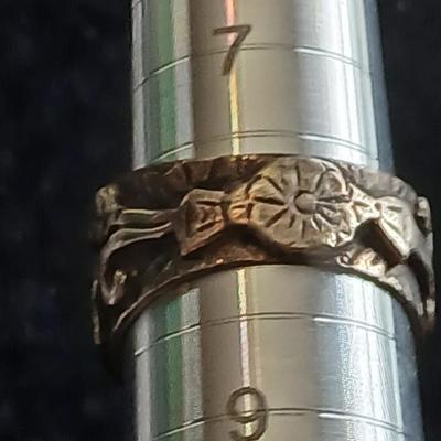 Vintage Silpada Sterling Textured Vine Bamboo Coral Cabochon Ring Marked .925 India