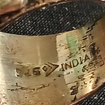 Vintage Silpada Sterling Textured Vine Bamboo Coral Cabochon Ring Marked .925 India