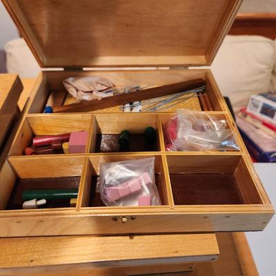 Montessori Home School Blue & Pink Cursive Moveable Alphabet Color Tablets w Wooden Storage Boxes