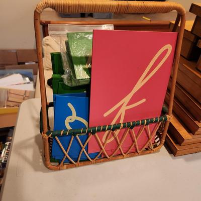 Montessori Home School Blue & Pink Cursive Moveable Alphabet Color Tablets w Wooden Storage Boxes