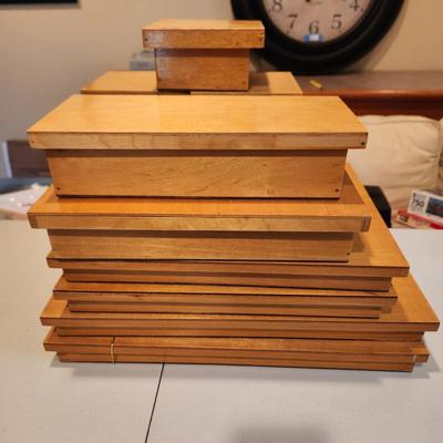 Montessori Home School Blue & Pink Cursive Moveable Alphabet Color Tablets w Wooden Storage Boxes