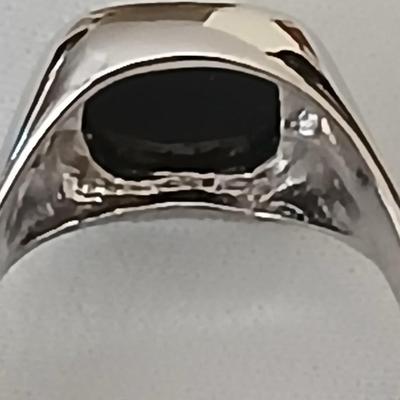 Genuine .925 Sterling Silver Square Onyx Signet Ring | Men & Women Silver Onyx Stone Ring marked on band Size 11