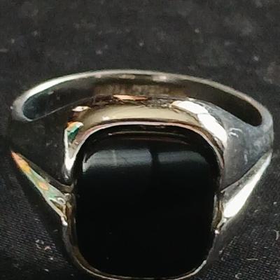 Genuine .925 Sterling Silver Square Onyx Signet Ring | Men & Women Silver Onyx Stone Ring marked on band Size 11