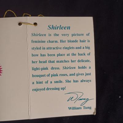 LITTLE COMPANION COLLECTION "SHIRLEEN"PORCELAIN DOLL & A VINTAGE BABY TOY