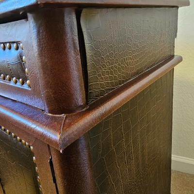 Nightstand with leather like accents - Read description