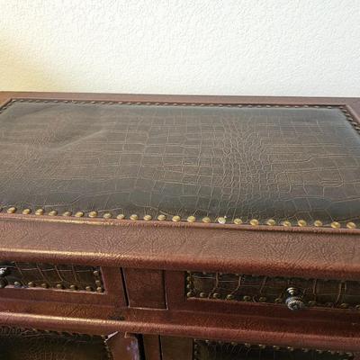 Nightstand with leather like accents - Read description