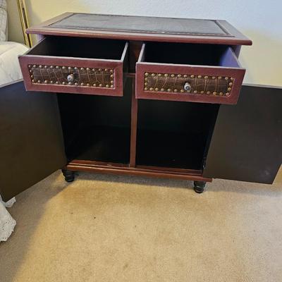 Nightstand with leather like accents - Read description