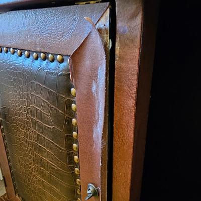 Nightstand with leather like accents - Read description