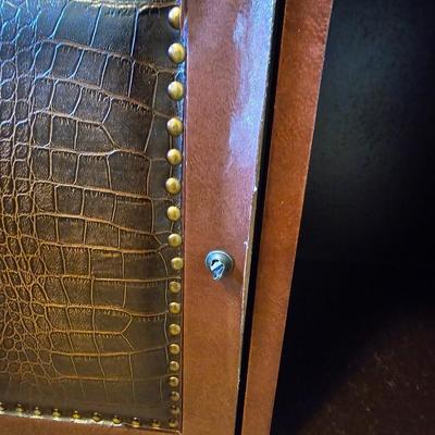 Nightstand with leather like accents - Read description