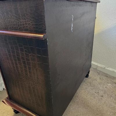 Nightstand with leather like accents - Read description