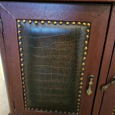 Nightstand with leather like accents - Read description