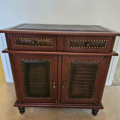 Nightstand with leather like accents - Read description
