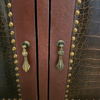 Nightstand with leather like accents - Read description
