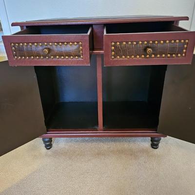 Nightstand with leather like accents - Read description