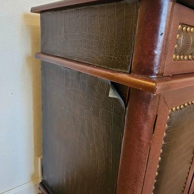 Nightstand with leather like accents - Read description