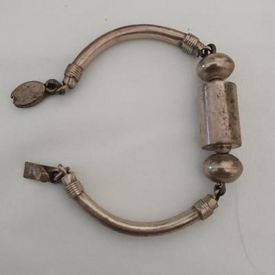 Vintage 925 Sterling Silver Mexico Bracelet 2 3/4” Signed Stamped PLG Art Deco