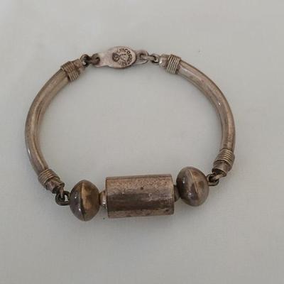 Vintage 925 Sterling Silver Mexico Bracelet 2 3/4” Signed Stamped PLG Art Deco