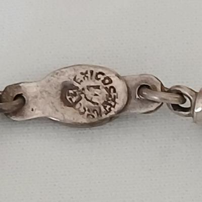 Vintage 925 Sterling Silver Mexico Bracelet 2 3/4” Signed Stamped PLG Art Deco