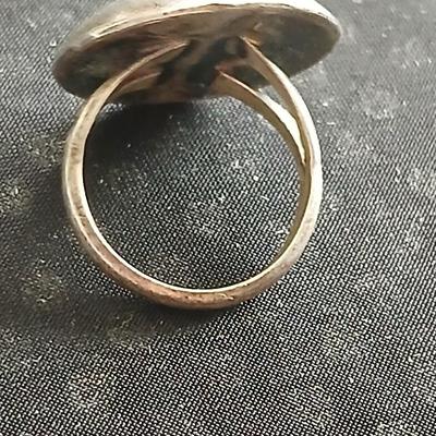 Navajo Sterling Silver Turquoise Zuni Petit Point Ring Starburst