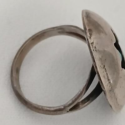 Navajo Sterling Silver Turquoise Zuni Petit Point Ring Starburst