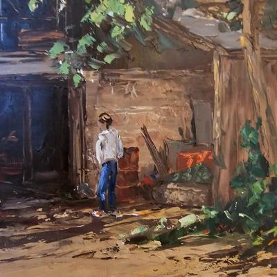 Hope Stevenson Hoffman Homestead original Oil Framed artwork