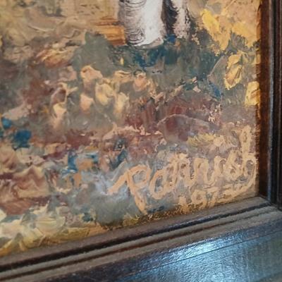 Vintage 1973 signed - framed oil painting Aspens changing color