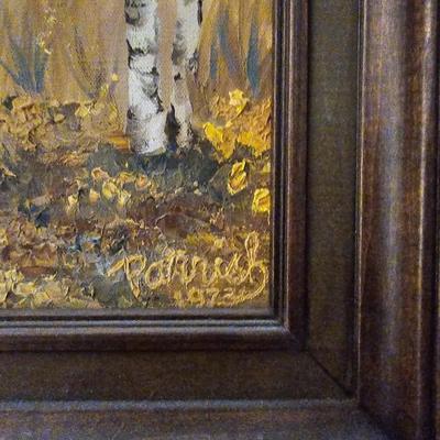 Vintage 1973 signed - framed oil painting Aspens changing color