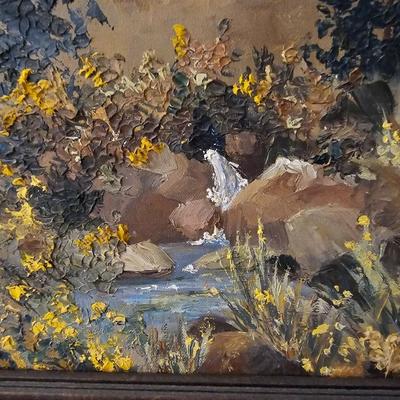 Vintage 1973 signed - framed oil painting Aspens changing color