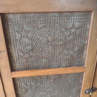 Vintage Pie Safe with Punched Tin Door Panels- Approx 38" Wide, 15 1/2" Deep, 58" Tall