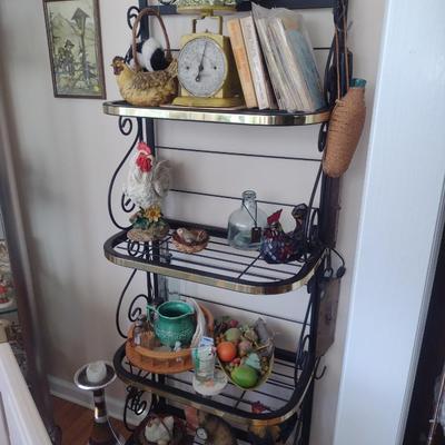 Metal Scroll Design Etagere- Approx 24" Wide, 12" Deep, 66" Tall