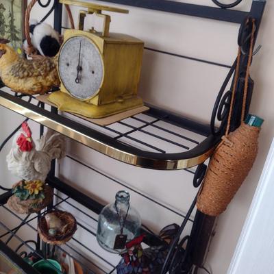 Metal Scroll Design Etagere- Approx 24" Wide, 12" Deep, 66" Tall