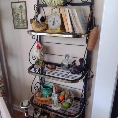 Metal Scroll Design Etagere- Approx 24" Wide, 12" Deep, 66" Tall