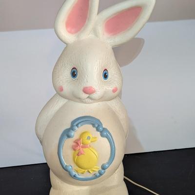 Vintage Easter Bunny Mold Chick On Tummy 22" Tall Lighted