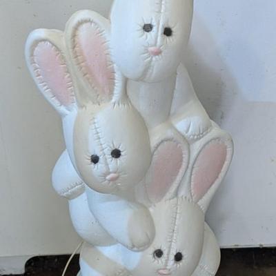 Vintage Easter Bunny Mold 3 Tier Stacked Basket Lighted 36 1/2" Tall