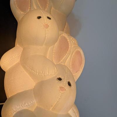 Vintage Easter Bunny Mold 3 Tier Stacked Basket Lighted 36 1/2" Tall