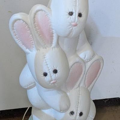 Vintage Easter Bunny Mold 3 Tier Stacked Basket Lighted 36 1/2" Tall