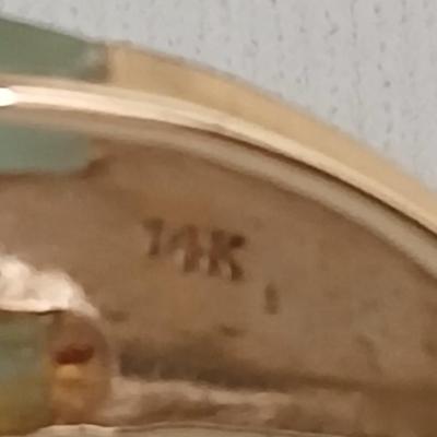 14k 14 K Gold Jade Jadeite ring peridot beautiful band - Size 8