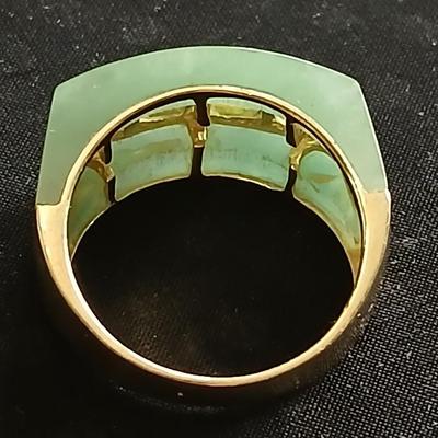 14k 14 K Gold Jade Jadeite ring peridot beautiful band - Size 8