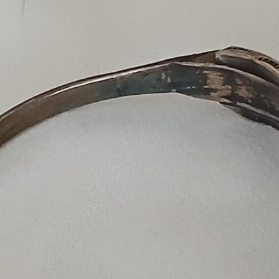 Antique Native American Zuni sterling silver cuff bracelet with flush turquoise channel inlay