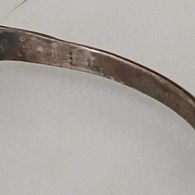 Antique Native American Zuni sterling silver cuff bracelet with flush turquoise channel inlay