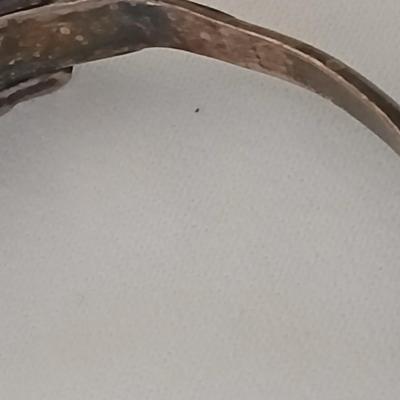 Antique Native American Zuni sterling silver cuff bracelet with flush turquoise channel inlay